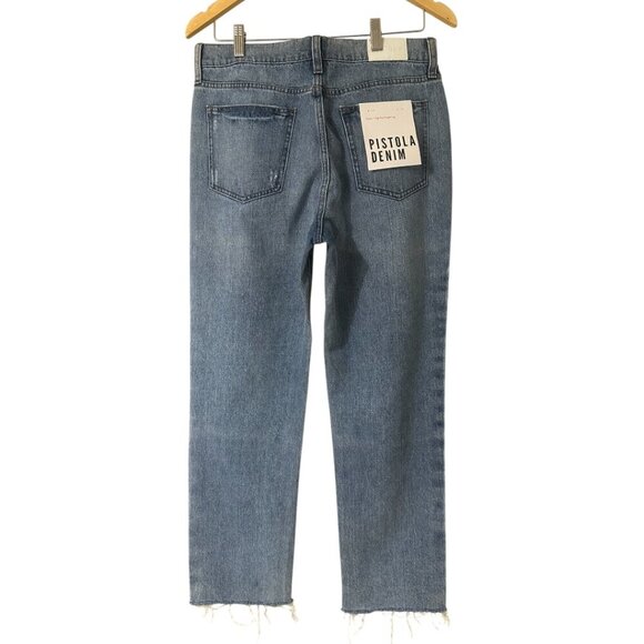 New Pistola Charlie High Rise Straight Leg Distressed Ankle Jeans Size 29 - Picture 3 of 11